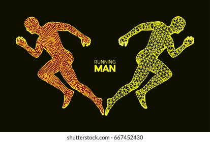 3d Running Man. Design for Sport, Business, Science and Technology. Vector Illustration. Human Body.
