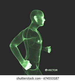 3.ª huida. Diseño para el deporte, los negocios, la ciencia y la tecnología. Ilustración vectorial. Cuerpo humano.
