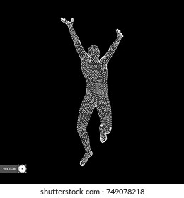 3d Running Man. Design for Sport, Business, Science and Technology. Vector Illustration. Human Body.