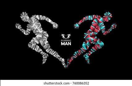 3d running man. Design for sport, business, science and technology. Vector illustration. Human body.