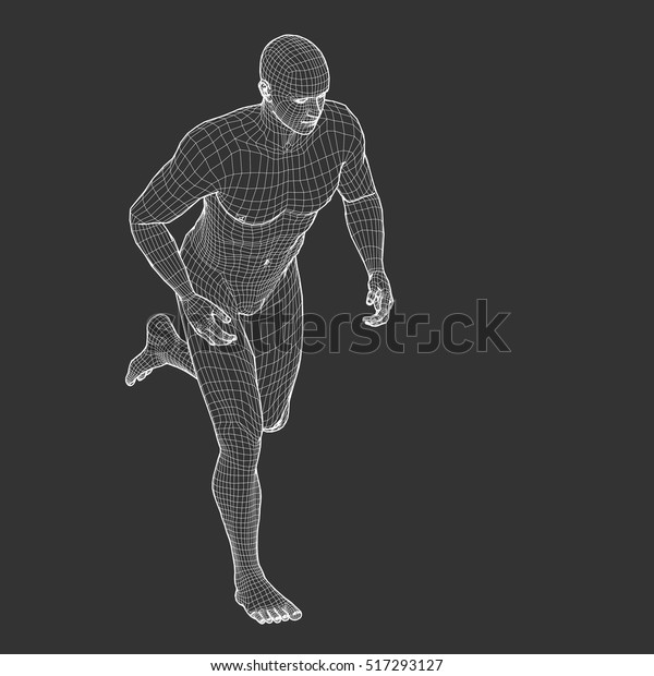 3d Running Man Wireframe Vector Sport Stock Vector (Royalty Free) 517293127