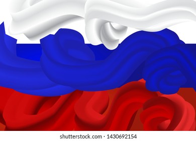 3d russian flag. June 12 - national the day of Russia. symbol of patriotism in moscow. vector illustration