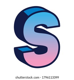 3d s letter design, lettering typography retro and comic theme Vector illustration