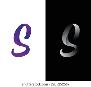 3d  S logo S Alphanbet logo Black white S logo Pink 3d logo for S Word vector, Letter ess icon design template elements