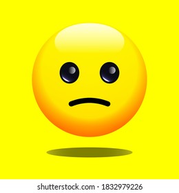 3D sad and pensive emoji illustration cartoon