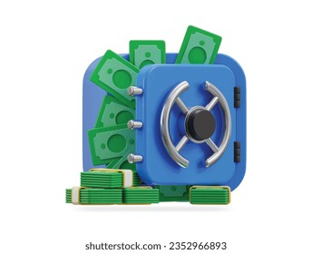 3d safe vault icon with money vector illustration