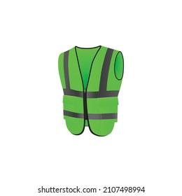 3D Safety Vest Mockup. Green With Black Tape Construction Worker Uniform, Realistic Mock Up. Road Work Protective Warning Jacket.