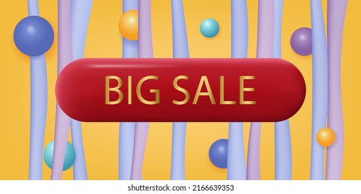 3d sale banner. Gift, discount offer. Advertising, promotion poster. Cool marketing concept, low prices, big announcement, mega sale, promotional percent. Vector banner, abstract background, template.