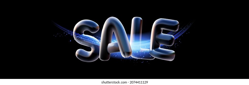 3D sale banner with light effect. Realistic offer design. Great discount