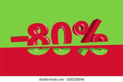 3D sale illustration with cut percentage, vector