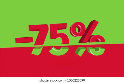 3D sale illustration with cut percentage, vector