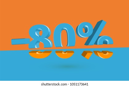 3D sale illustration with cut percentage, vector