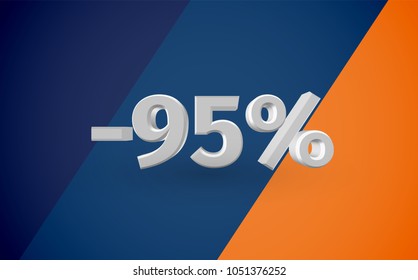 3D sale illustration with percentage, vector