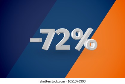 3D sale illustration with percentage, vector