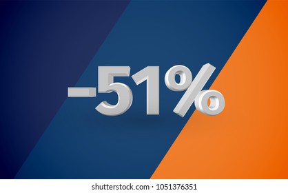 3D sale illustration with percentage, vector