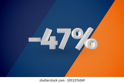 3D sale illustration with percentage, vector
