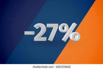 3D sale illustration with percentage, vector