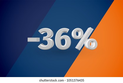 3D sale illustration with percentage, vector