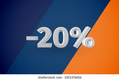 3D sale illustration with percentage, vector