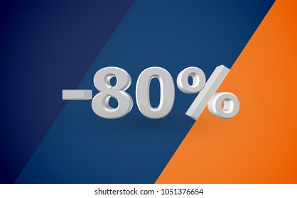 3D sale illustration with percentage, vector