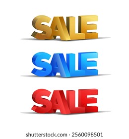 3d Sale letters with different gradient styles vector