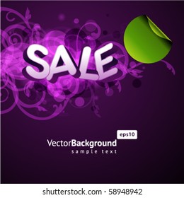 3d sale message with floral ornament vector background