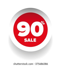 3D sale tag ninety percent vector