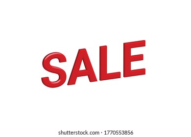 3D Sale Text Banner Template Design Background. Vector Illustration