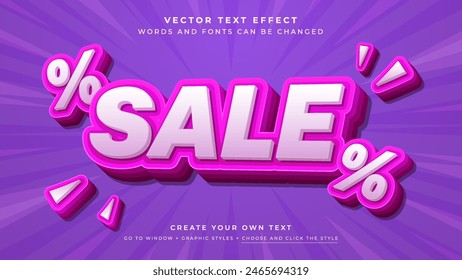 3D Sale Text Effect Banner on purple abstract background
