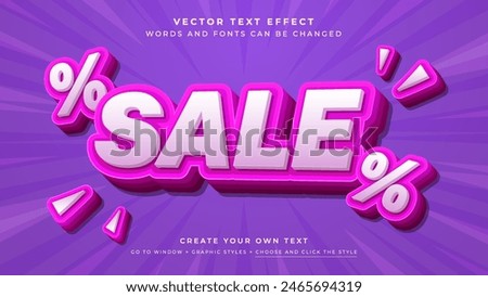 3D Sale Text Effect Banner on purple abstract background