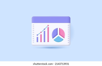 3 d ventas incrementan el crecimiento de dinero diseño icono de marketing de progreso. Ilustración vectorial 3d.