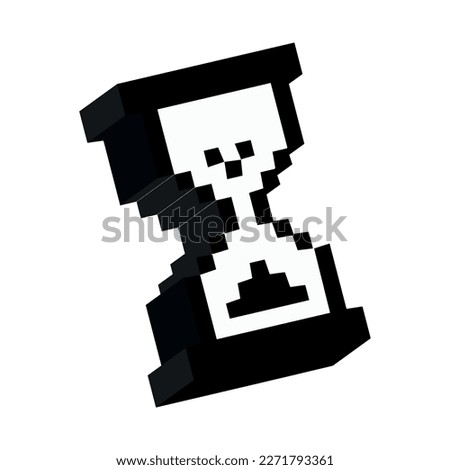 3d sand clock pixel icon, vector illustration.