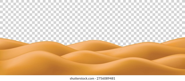 3d sand dune desert mountain for game background or abstract landscape vector texture. Sahara nature and realistic yellow hill summer travel banner. Minimalist scene, safari and golden sandy ground.
