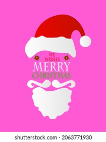 3d santa face with merry christmas text, vector background