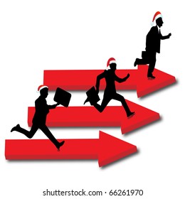 3D Santa Men running arrows.Vector