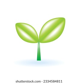 3D Sapling Seedling Sprout Plant Tree Icon. Eco Sustainability Environment Concept. Glossy Glass Plastic Color. Cute Realistic Cartoon Minimal Style. 3D Render Vector Icon UX UI Isolated Illustration