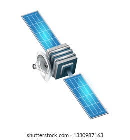 3d satelite vector illustration. Wireless satellite technology. Realistic satellite icon. 