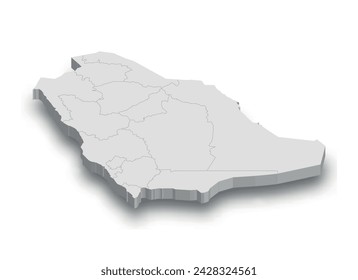 3d Saudi Arabia white map with regions isolated on white background