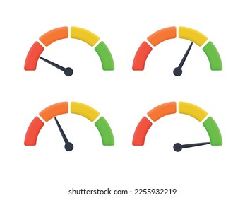 Medidor de riesgo de escala 3D. indicador velocímetro