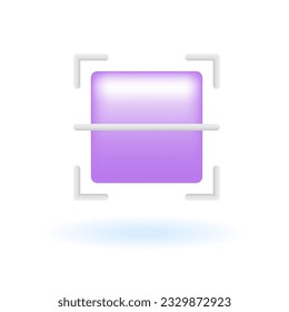 3D Scan Scanning Payment QR Barcode Icon. Online Shopping Financial Concept. Glossy Glass Plastic Pastel Color. Cute Realistic Cartoon Minimal Style. 3D Render Vector Icon UX UI Isolated Illustration.