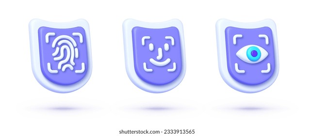3d scan secure set for concept design. Vector illustration isolated