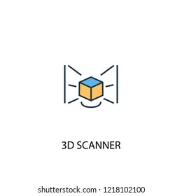 3d scanner concept 2 colored line icon. Simple yellow and blue element illustration. 3d scanner concept outline symbol design