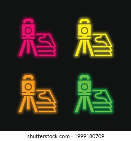3d Escáner cuatro colores brillante neón vectorial icono