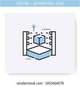 3d scanner line icon. Prototyping process. Prototype analyzing machine. Additive Manufacturing, fabber technology, prototyping industry. Isolated vector illustration. Editable stroke 