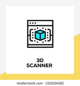 3D SCANNER LINE ICON SET