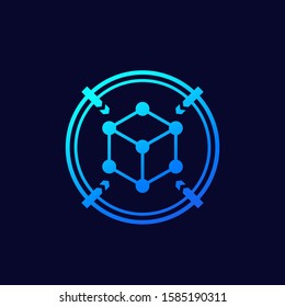 3d scanning icon with cube, vector
