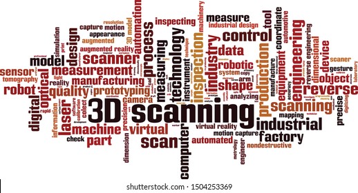 3D scanning word cloud concept. Collage made of words about 3D scanning. Vector illustration 
