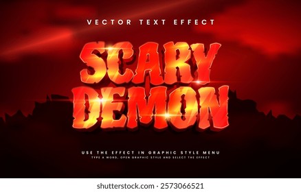 3d scary demon editable vector text effect, with red hot concept