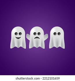 3d scary ghost vector illustration