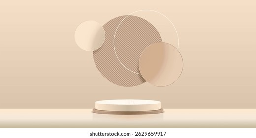 3D scene with a cylindrical podium and circles above it.